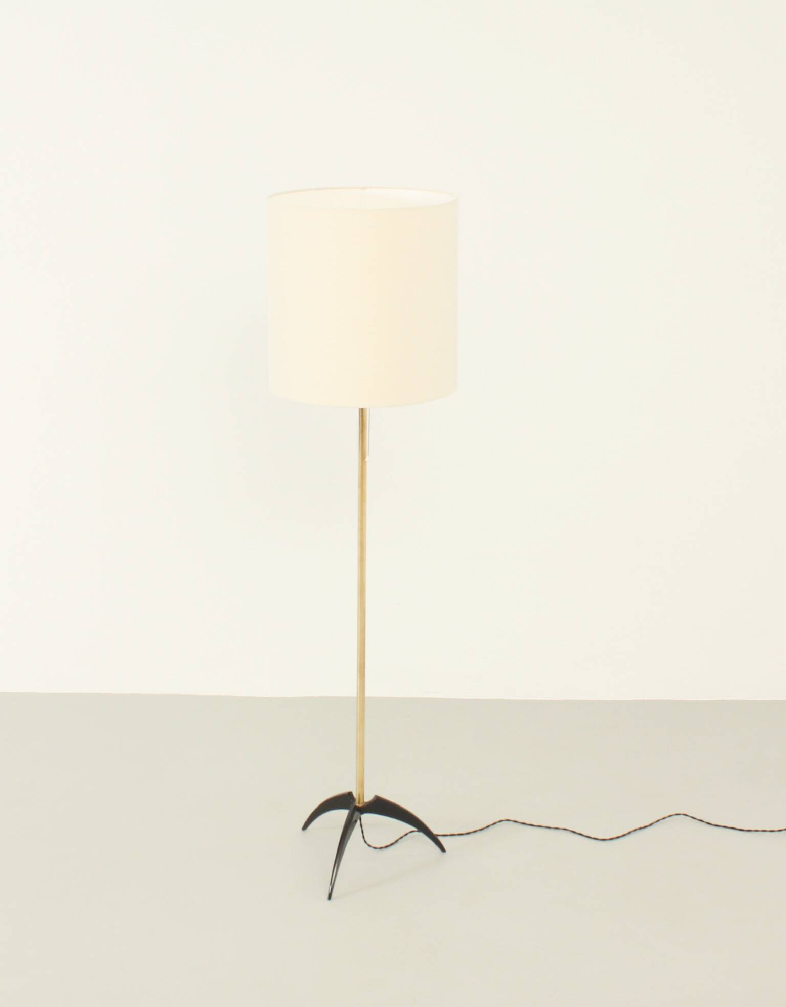 Brass and lacquered metal floor lamp, Spain, 1950s