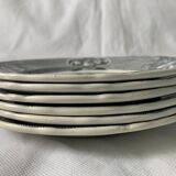 6 black dessert plates Old and Johnston Bordeaux 19th century astrology