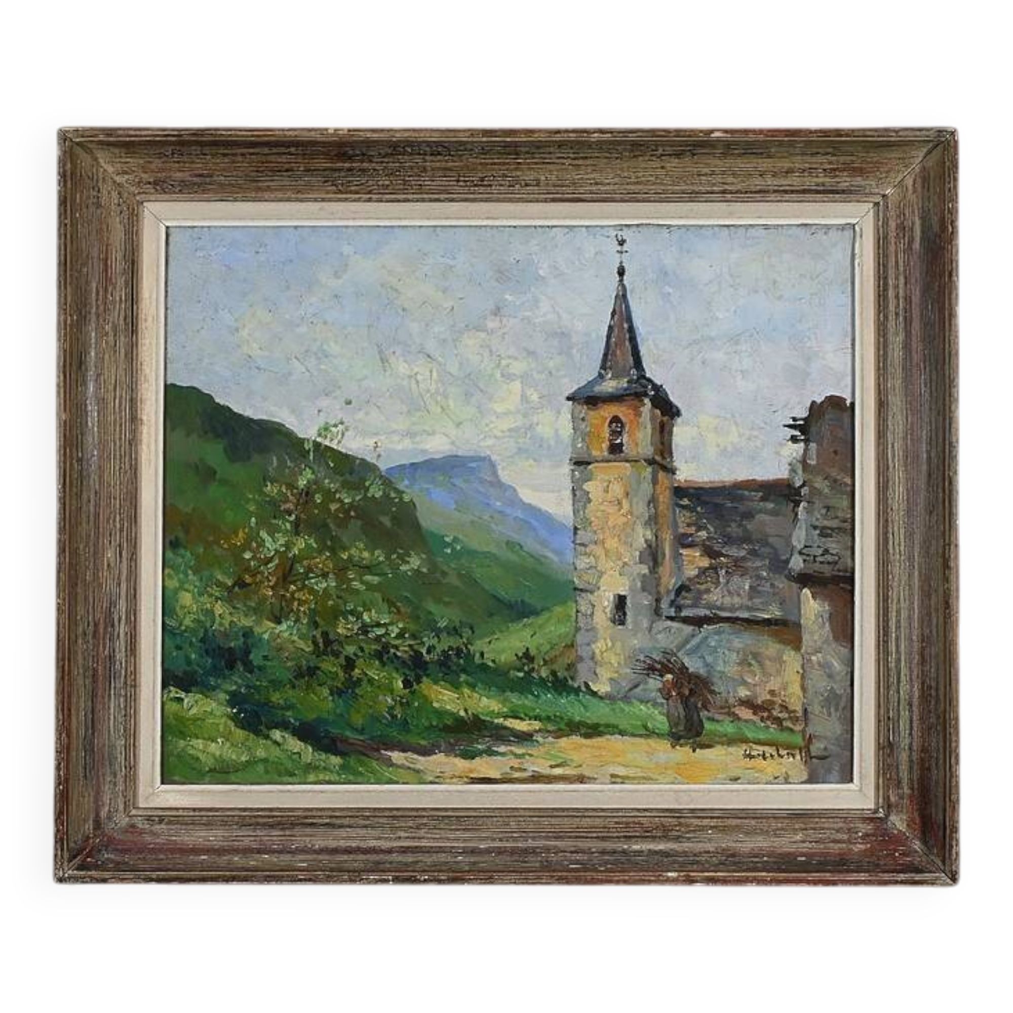 Oil on Canvas "The Bell Tower" – Late 19th Century