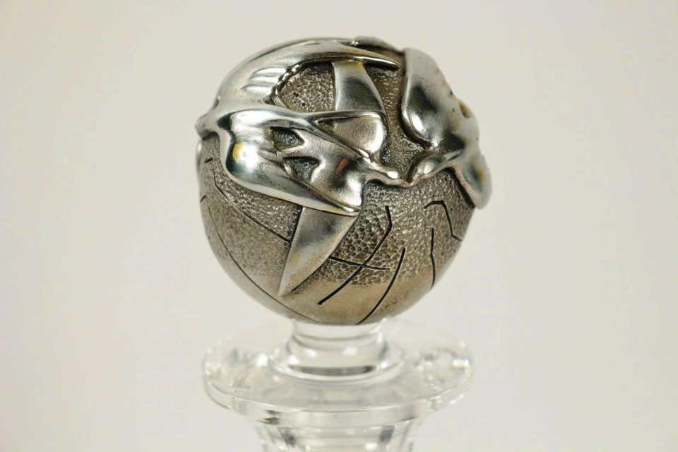 Glass and silver carafe by Ottaviani, Italy, 1970s