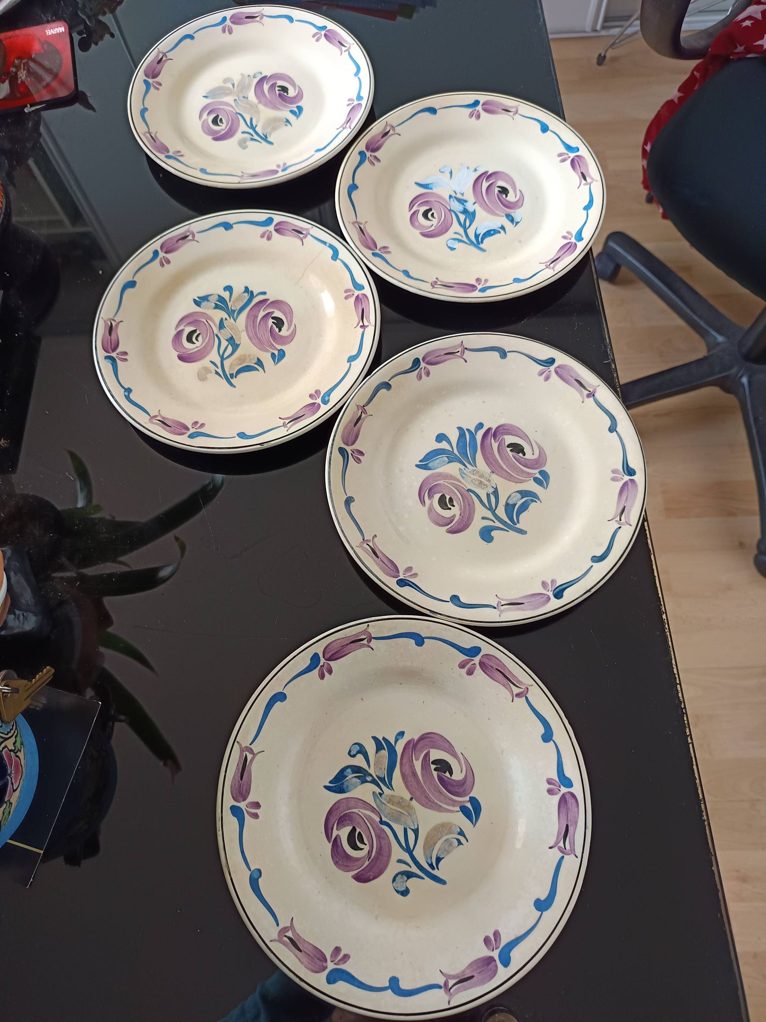 lot de 5 assiettes 1930 signées Marcel Goupy