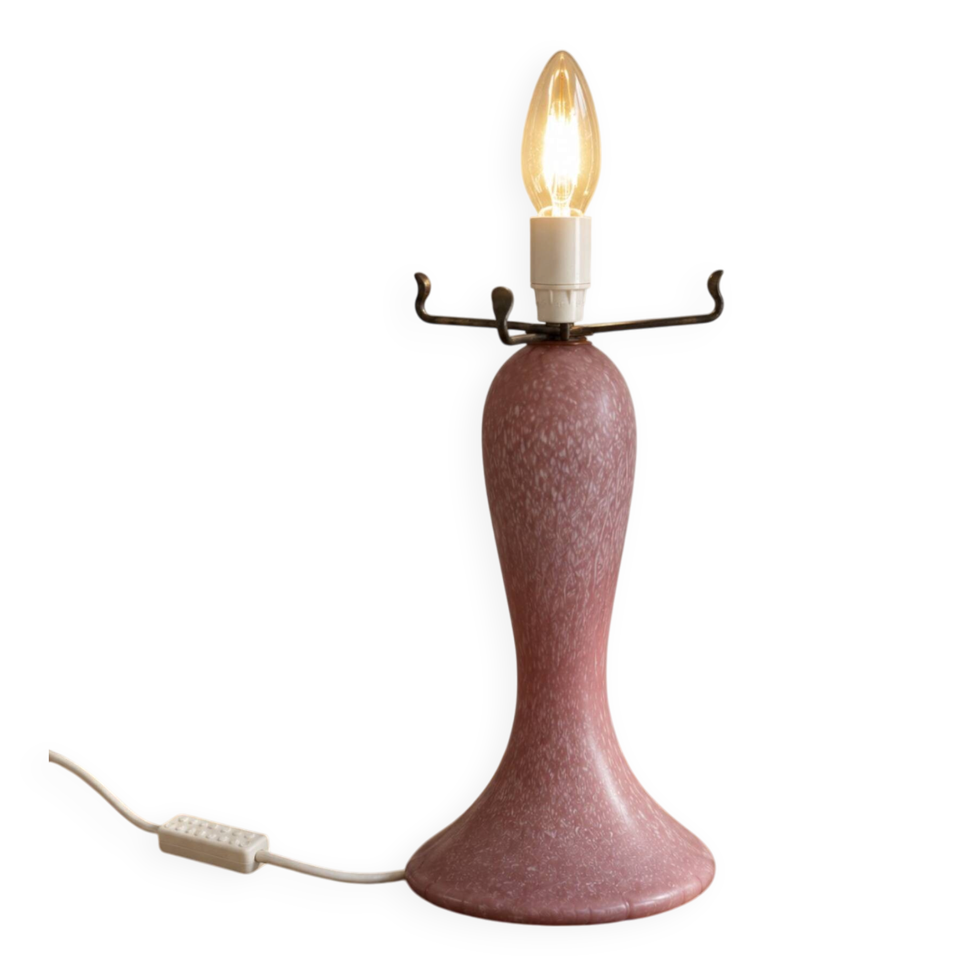 Vintage lamp in speckled pink blown glass