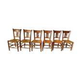 Series of 6 walnut chairs back scupte of the xix th siecle