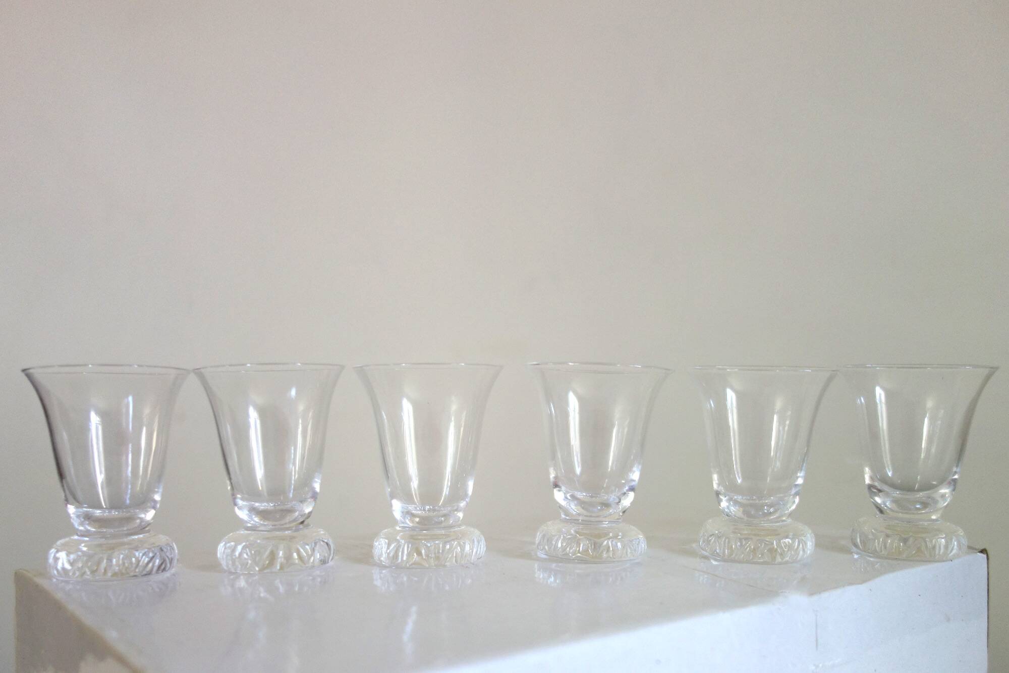 6 Daum digestif glasses, Kim model, mid-20th century
