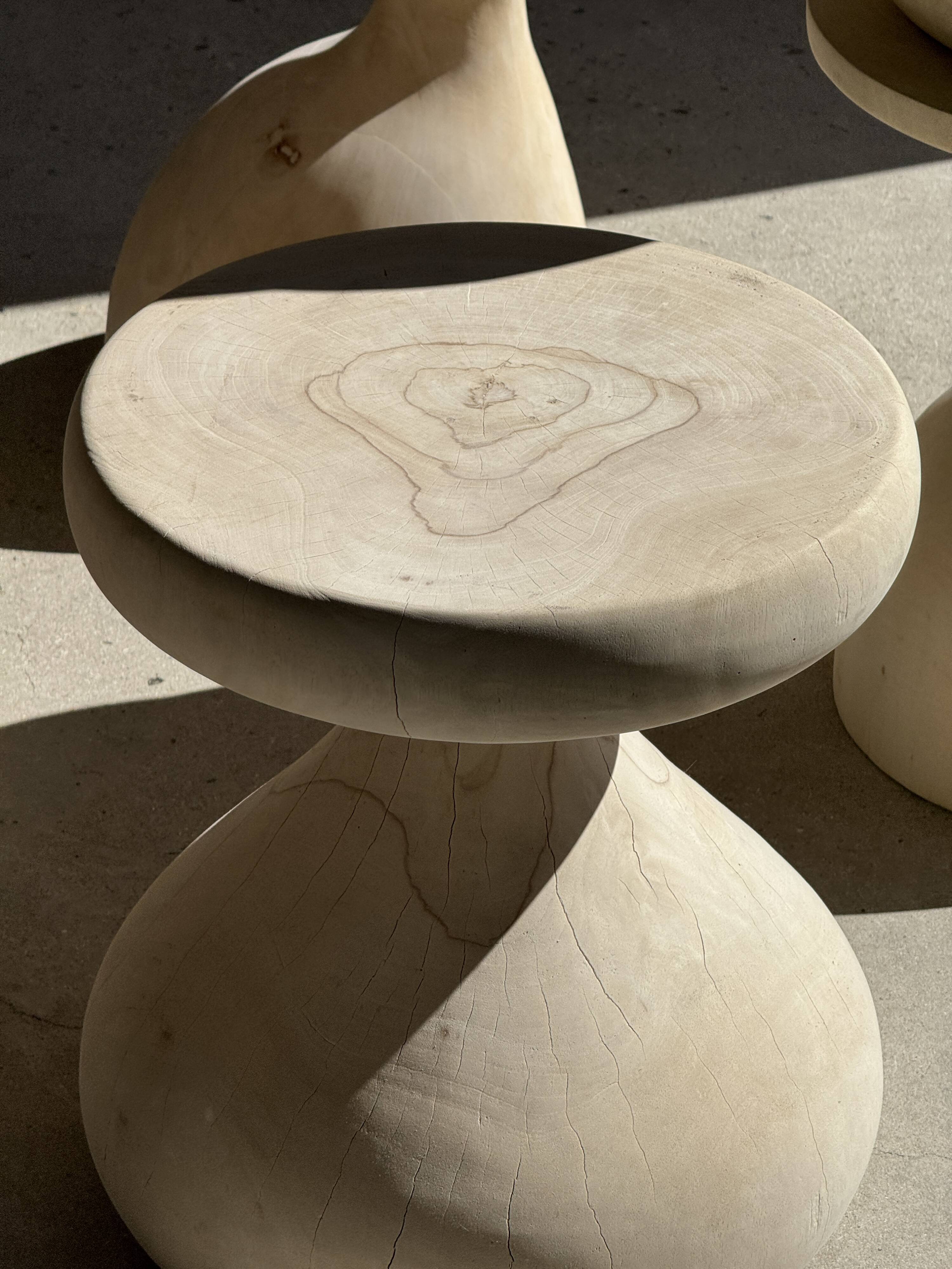 Pawn Bleach - Stool, side table, end table in solid mango wood