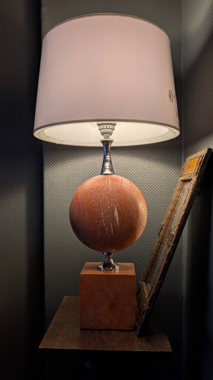 Lampe à poser en marbre rouge - style Barbier 1970