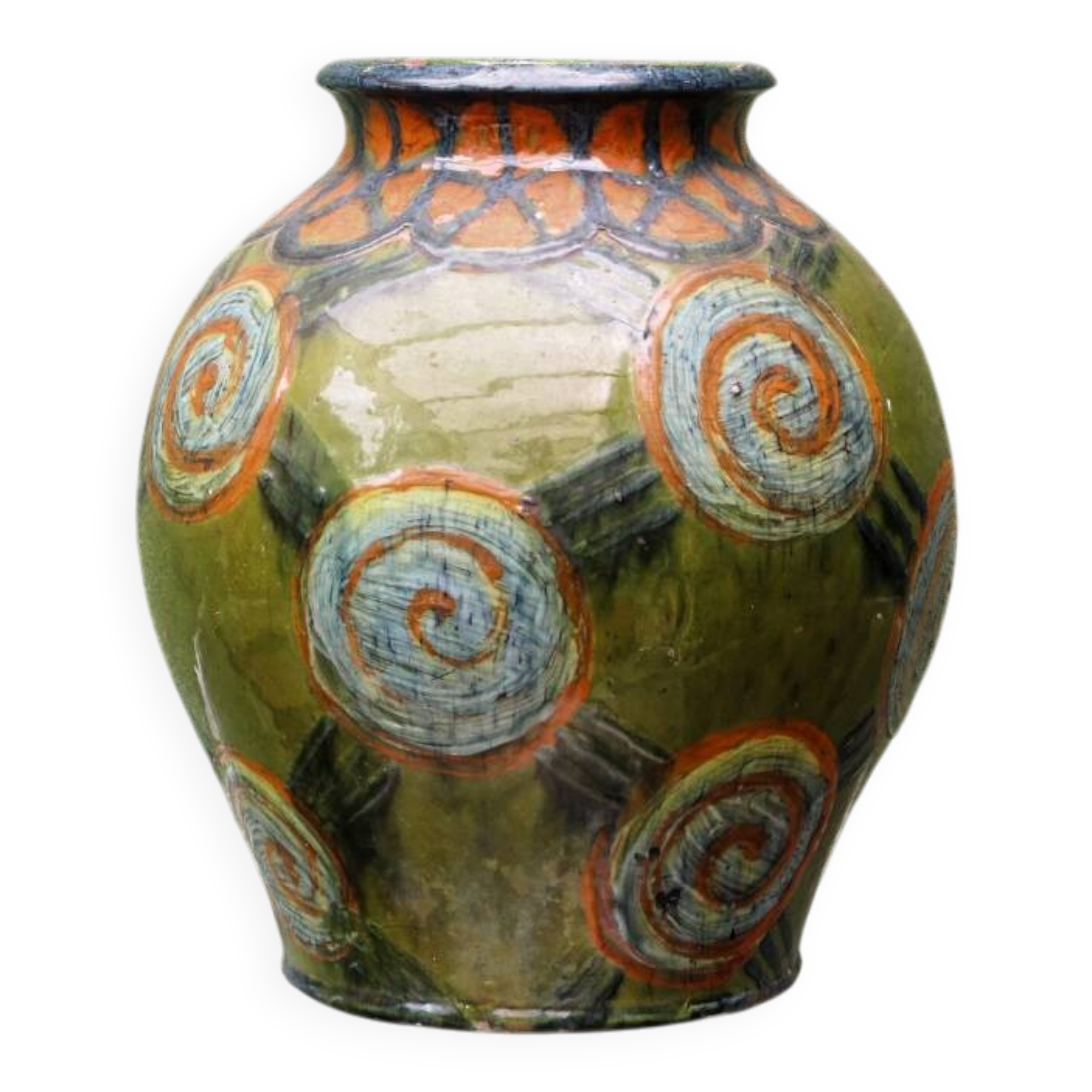 Glazed terracotta vase, Art Deco, signed René Nicole (1885-1960)