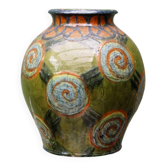 Glazed terracotta vase, Art Deco, signed René Nicole (1885-1960)