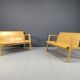 Mid-century plywood benches in the manner of Alvar Aalto, 1960 - set of 2