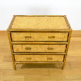 Bamboo & rattan chest of drawers vintage 1970