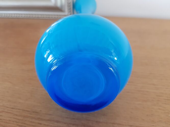 Vase verre bleu