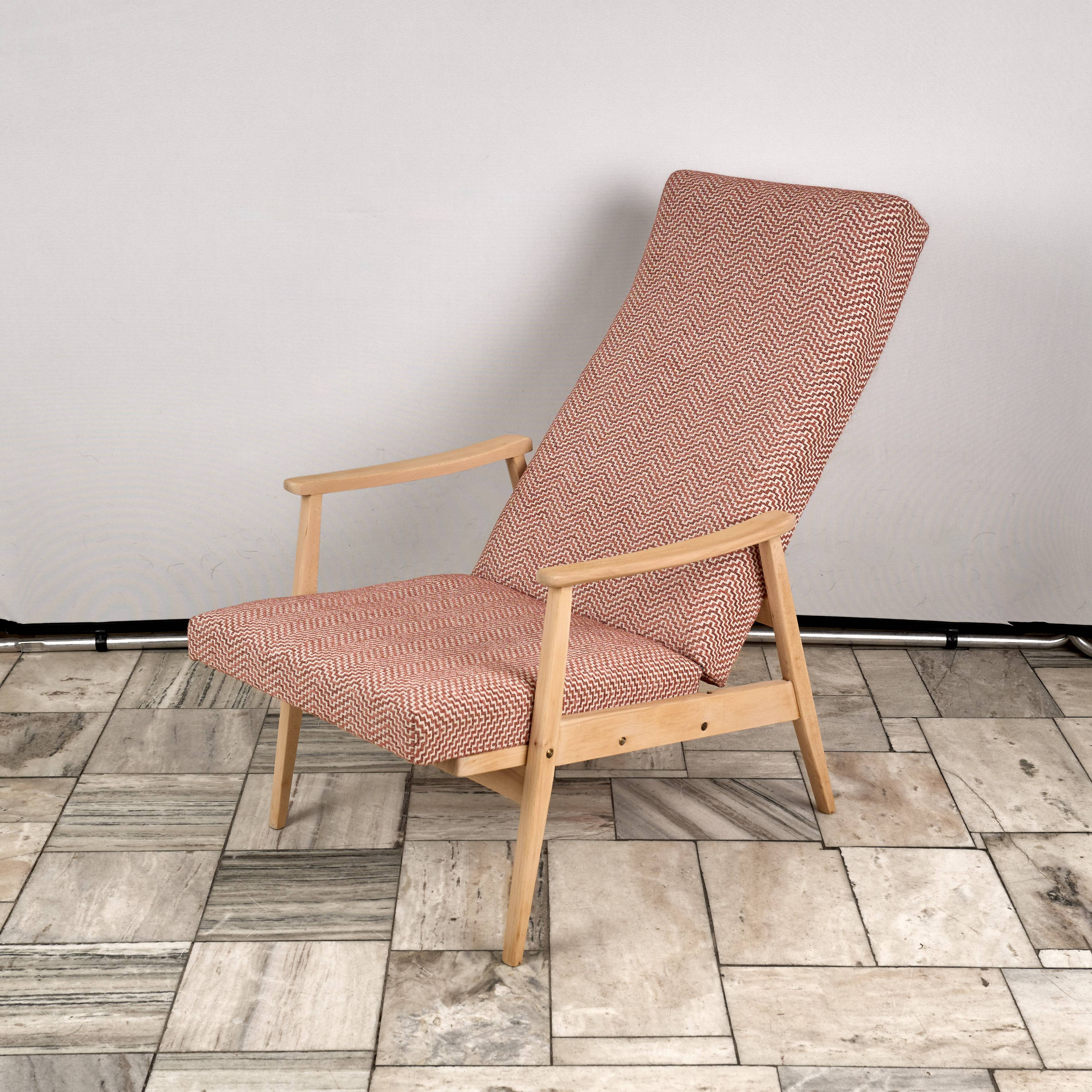 Vintage Recliner Armchair with Ottoman, 1960s, Czechoslovakia