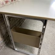 Vintage desk table 1975 in aluminum and melanin by albert rosselli for facomet