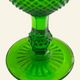 Six green glass wine glasses, Marinha Grande (IVIMA), diamond point.