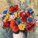 Huile sur toile nature morte au bouquet de fleurs