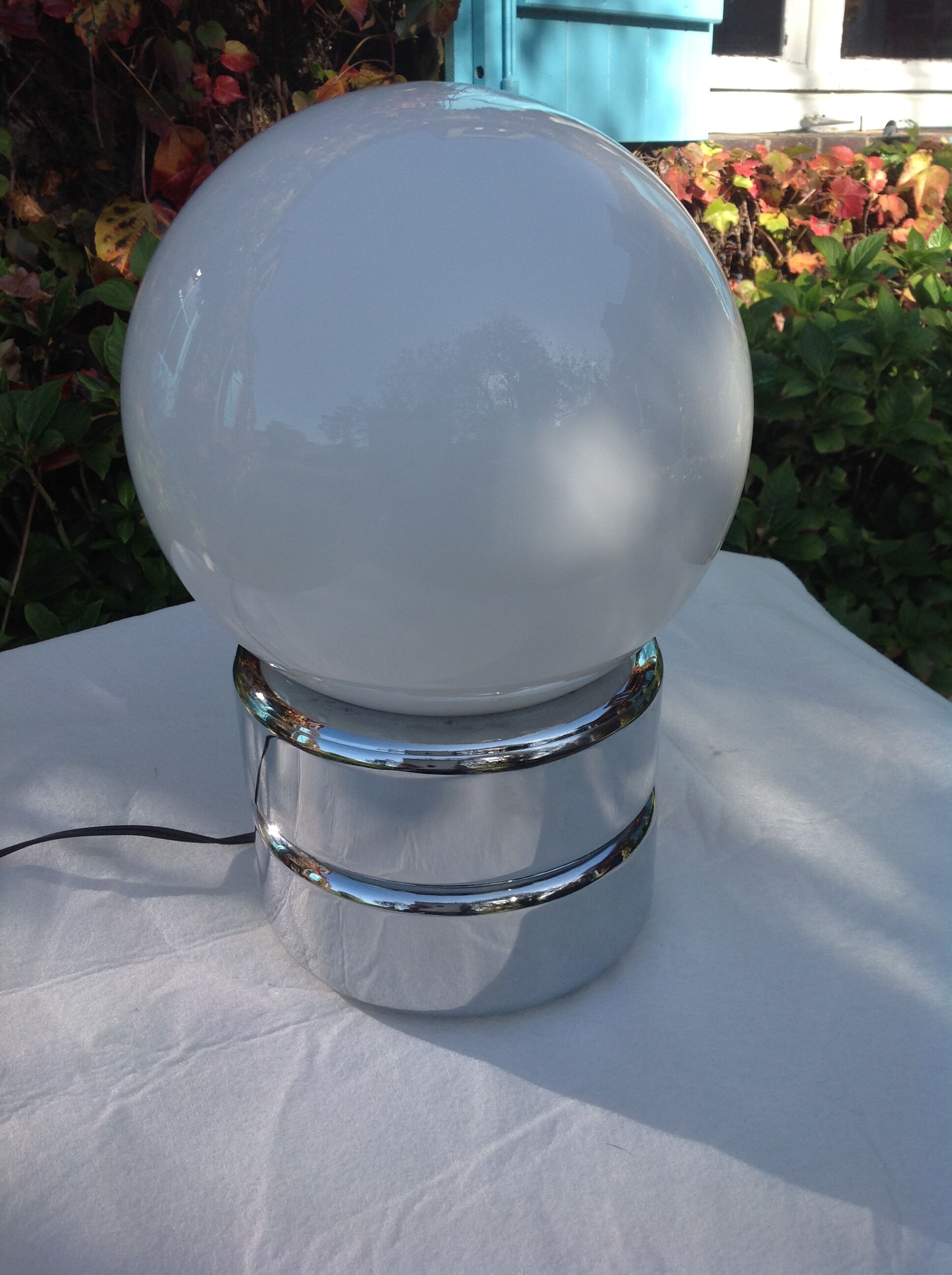 Vintage chrome and opaline lamp, 70s