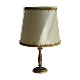 Small classic gold brass lamp with cream shade H48