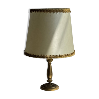 Petite lampe en laiton doré classique abat-jour crème H48
