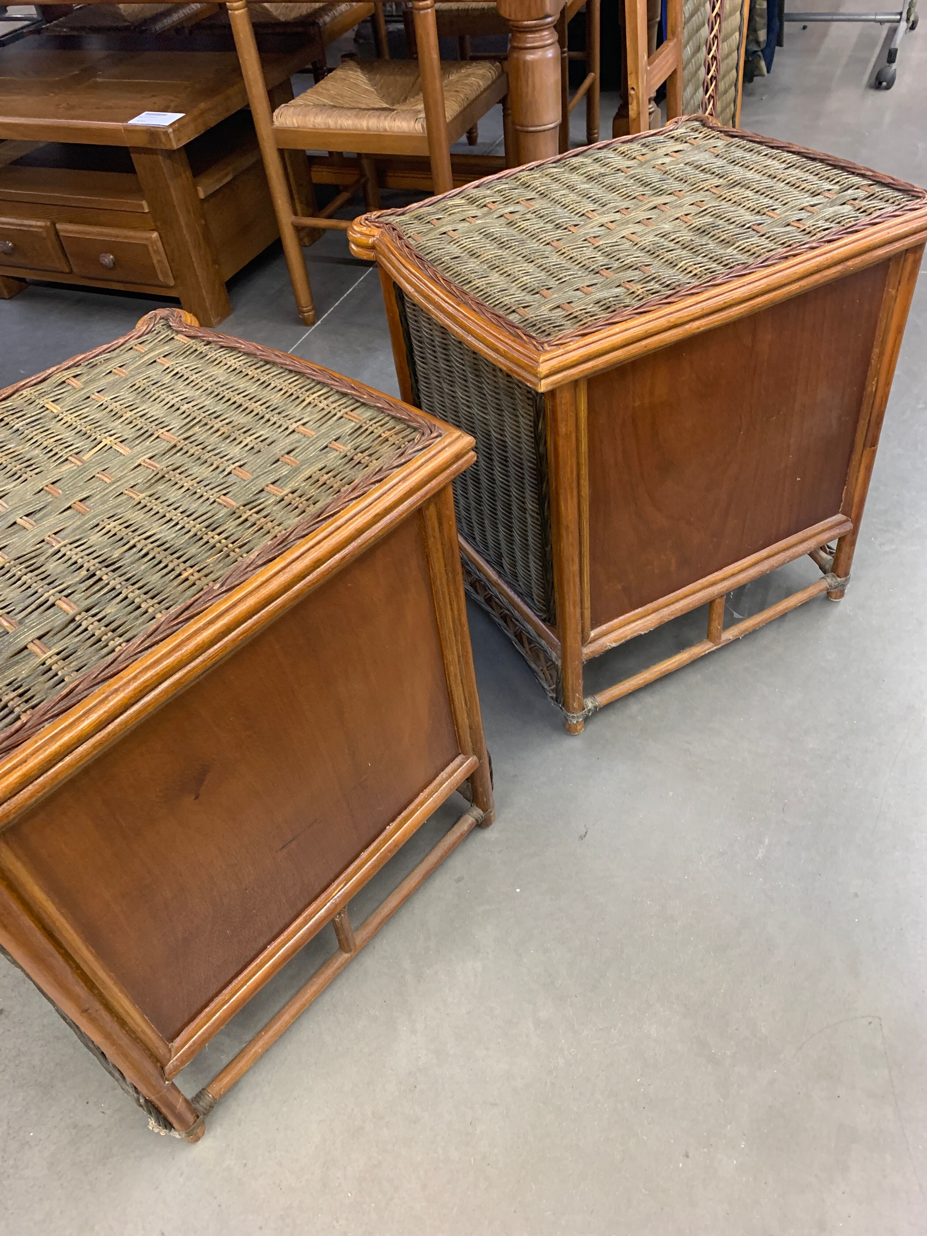 Vintage rattan bedsides pair
