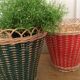 Braided rattan planters