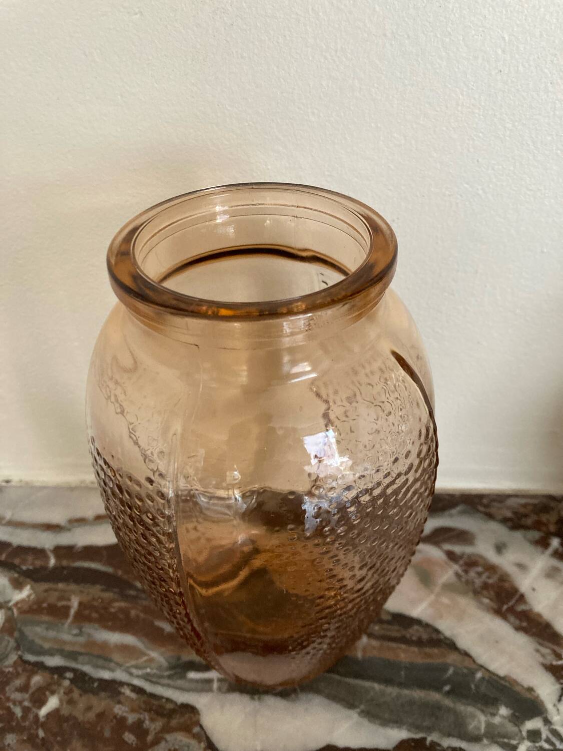 Art Deco pink molded glass vase