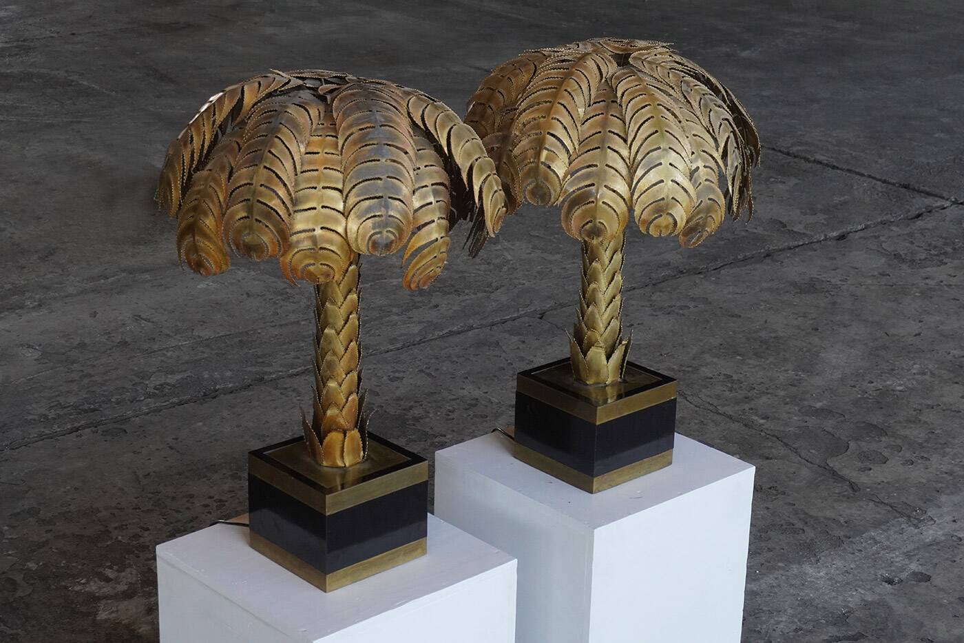 Pair of “Palmtree” table lamps by Christian Techoueyres for Maison Jansen, France 1970s