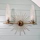 Wall lamp sun in brass and frosted glass (3 available), 1950