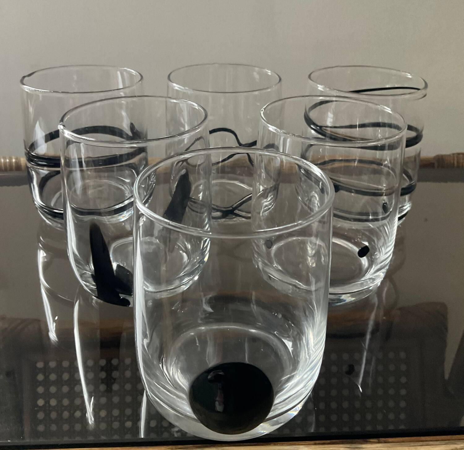 Series of 6 vintage Murano glasses including glass paste