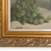 Belgian Still Life Painting by Jos Pas, 1944 — Flowers and Grapes in a Vase
