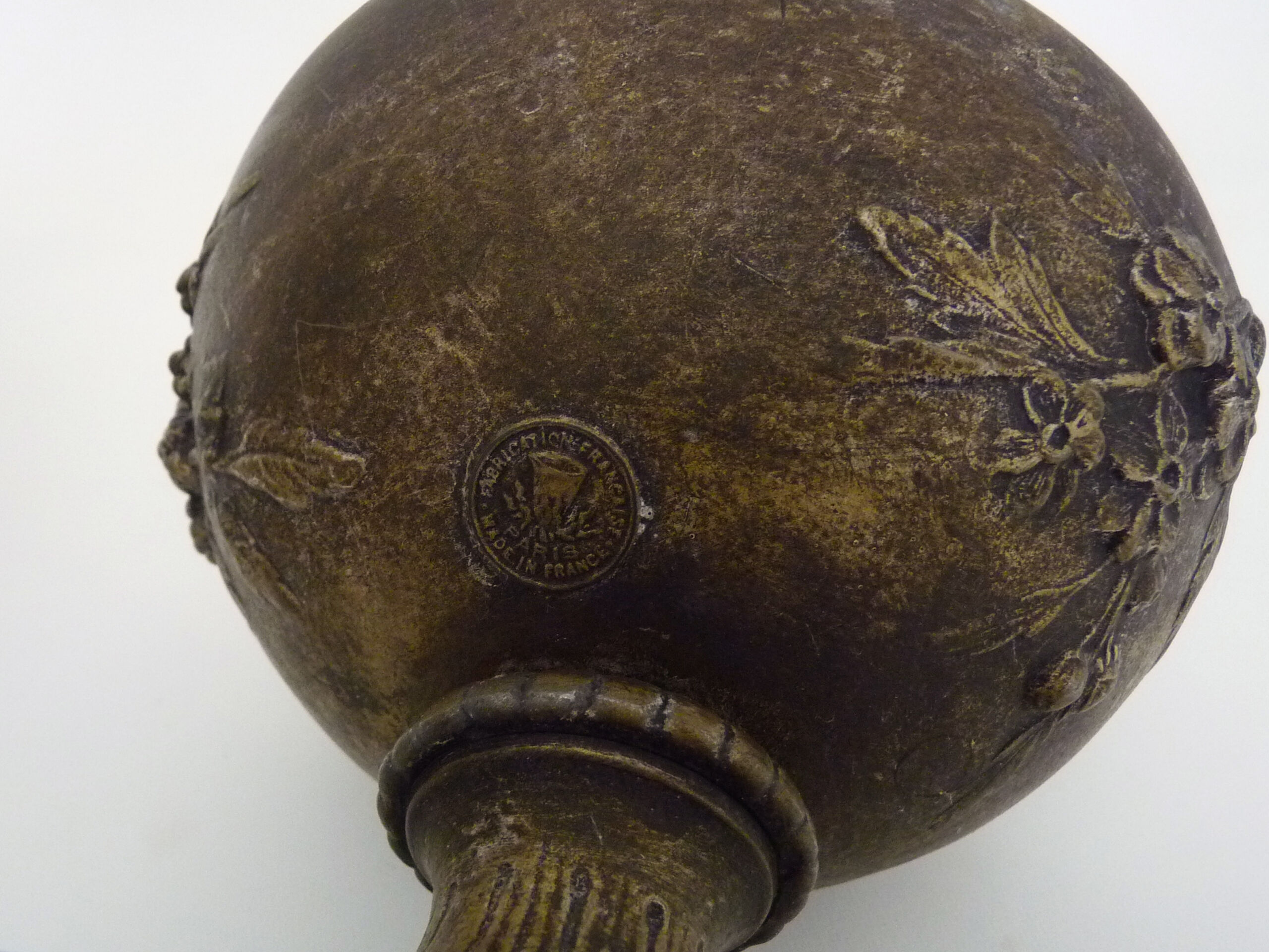 Pair of art nouveau vases in regulation on marble base signed l and f moreau