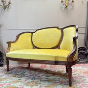 Banquette, natural wood canapé in louis xvi style, 19th century