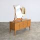Coiffeuse en bois, laiton et verre, Suède années 1960