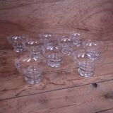 9 vintage engraved champagne glasses 1950