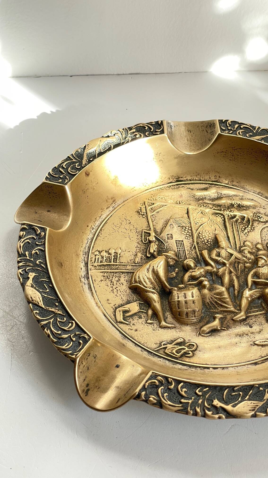 Large Vintage Solid Brass Ashtray