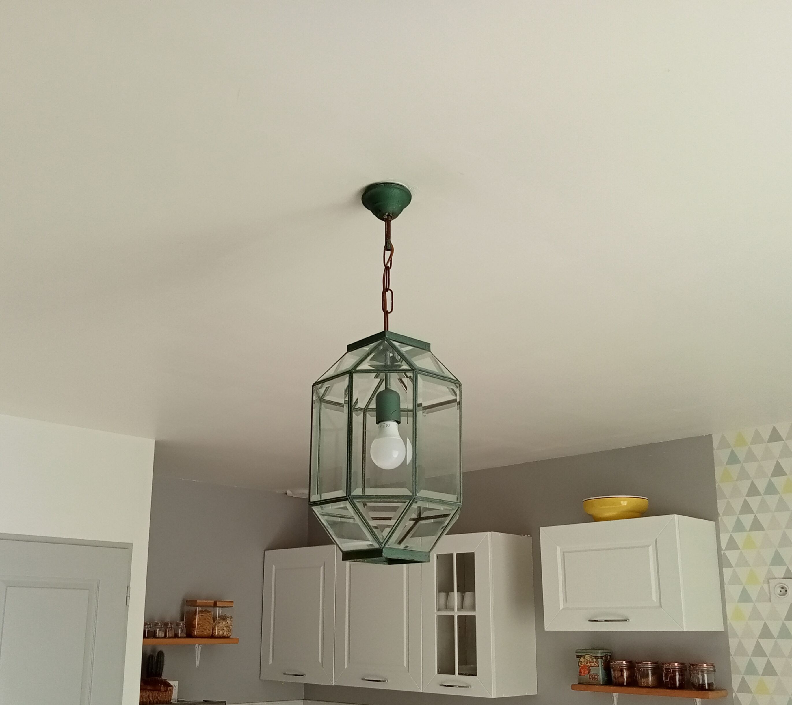 Vintage geometric pendant lamp 50s