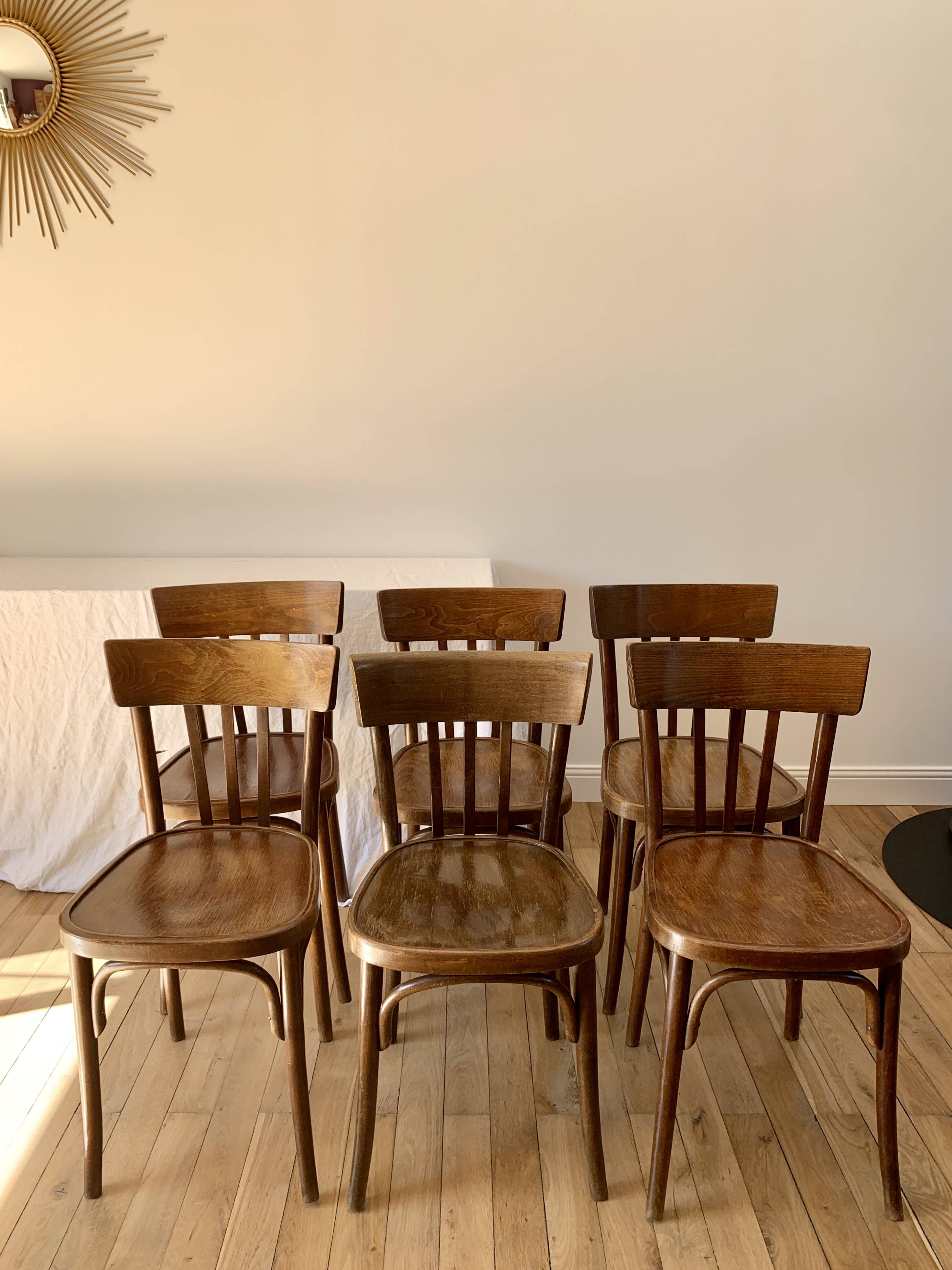 set of 6 bentwood bistro chairs from the 1950s