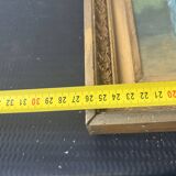 Antique tableau from the 19th century – Genre scene with the lady and the bird.