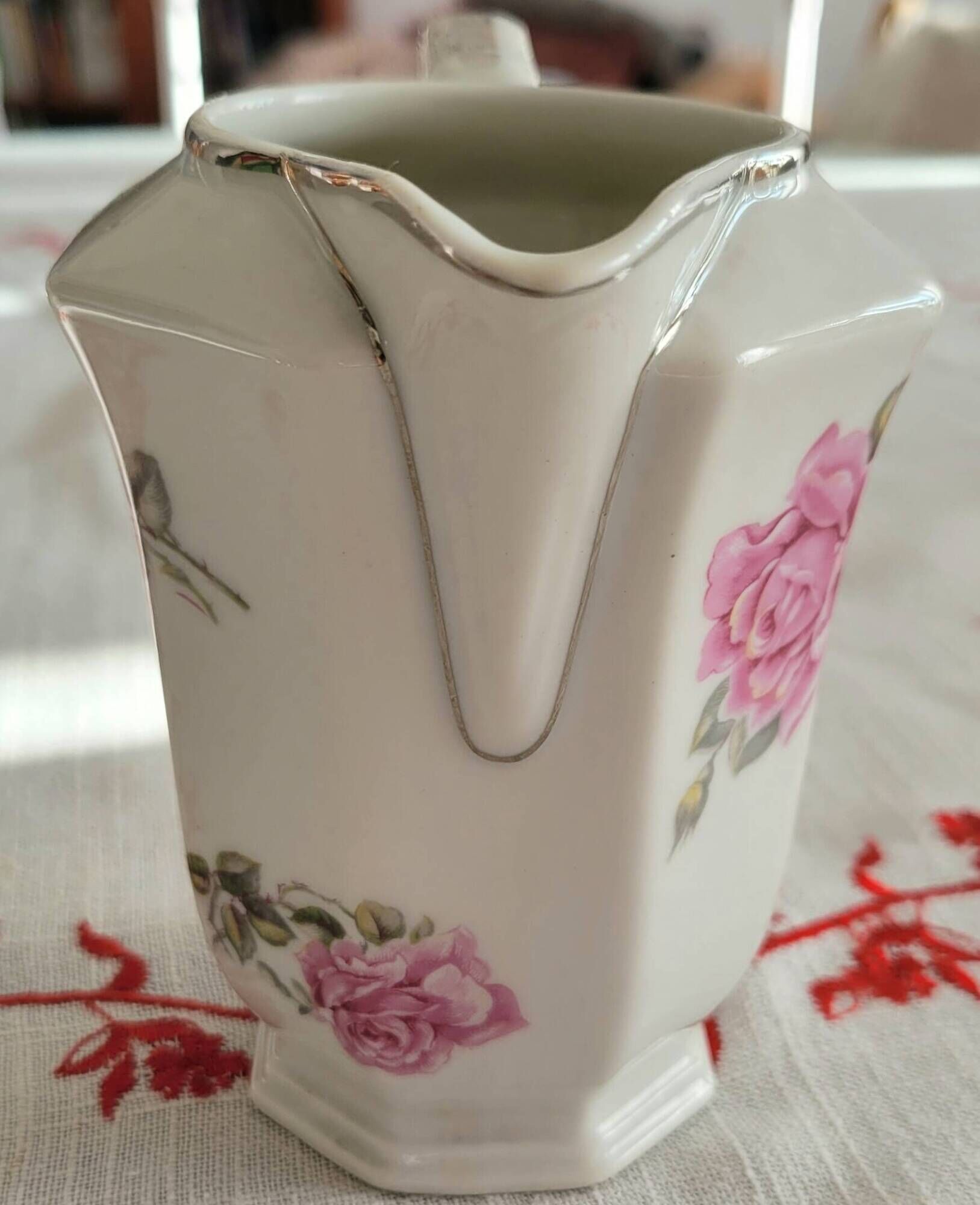 Vintage milk jug Limoges France floral decoration