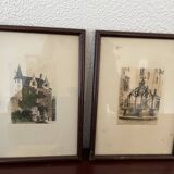 Two small framed prints representing Nantes