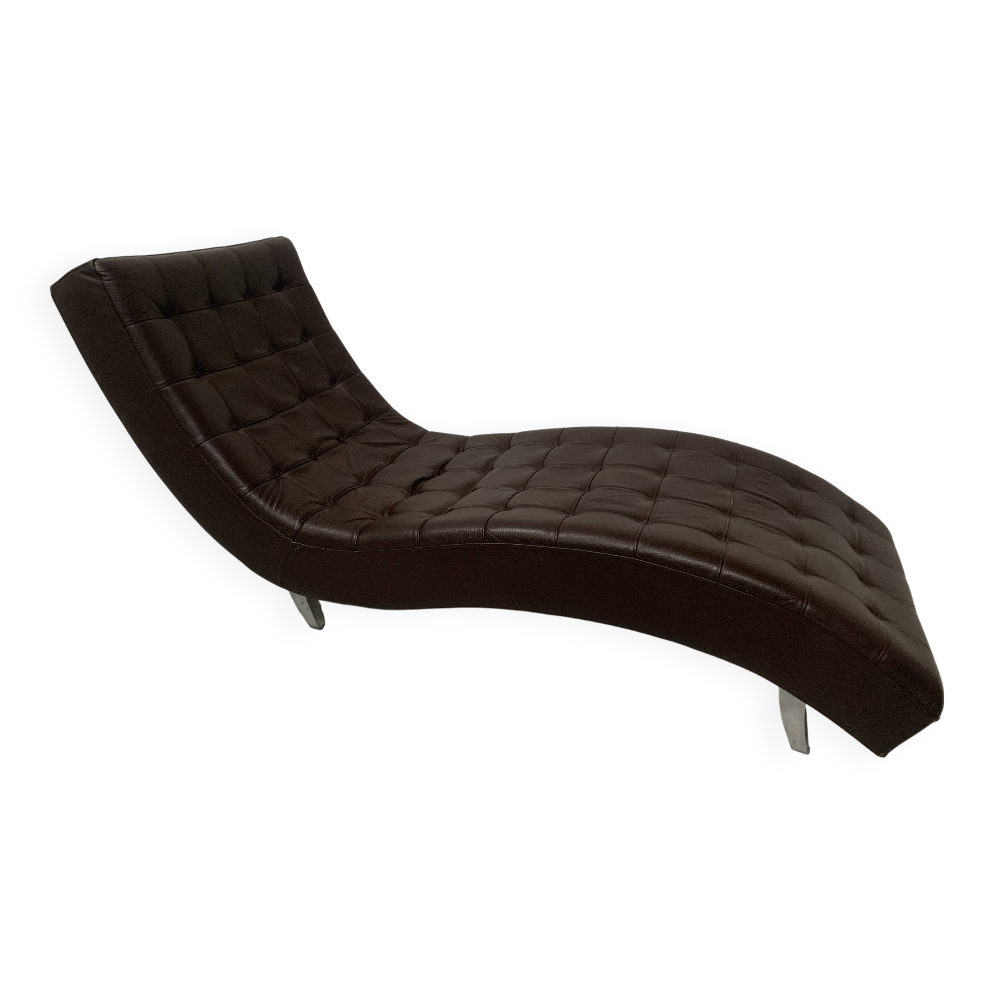 20th century black leather checkerboard relaxation bench