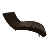 20th century black leather checkerboard relaxation bench