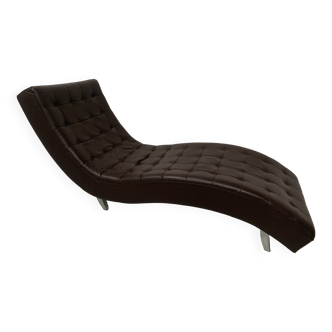 20th century black leather checkerboard relaxation bench