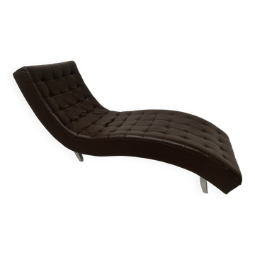 20th century black leather checkerboard relaxation bench