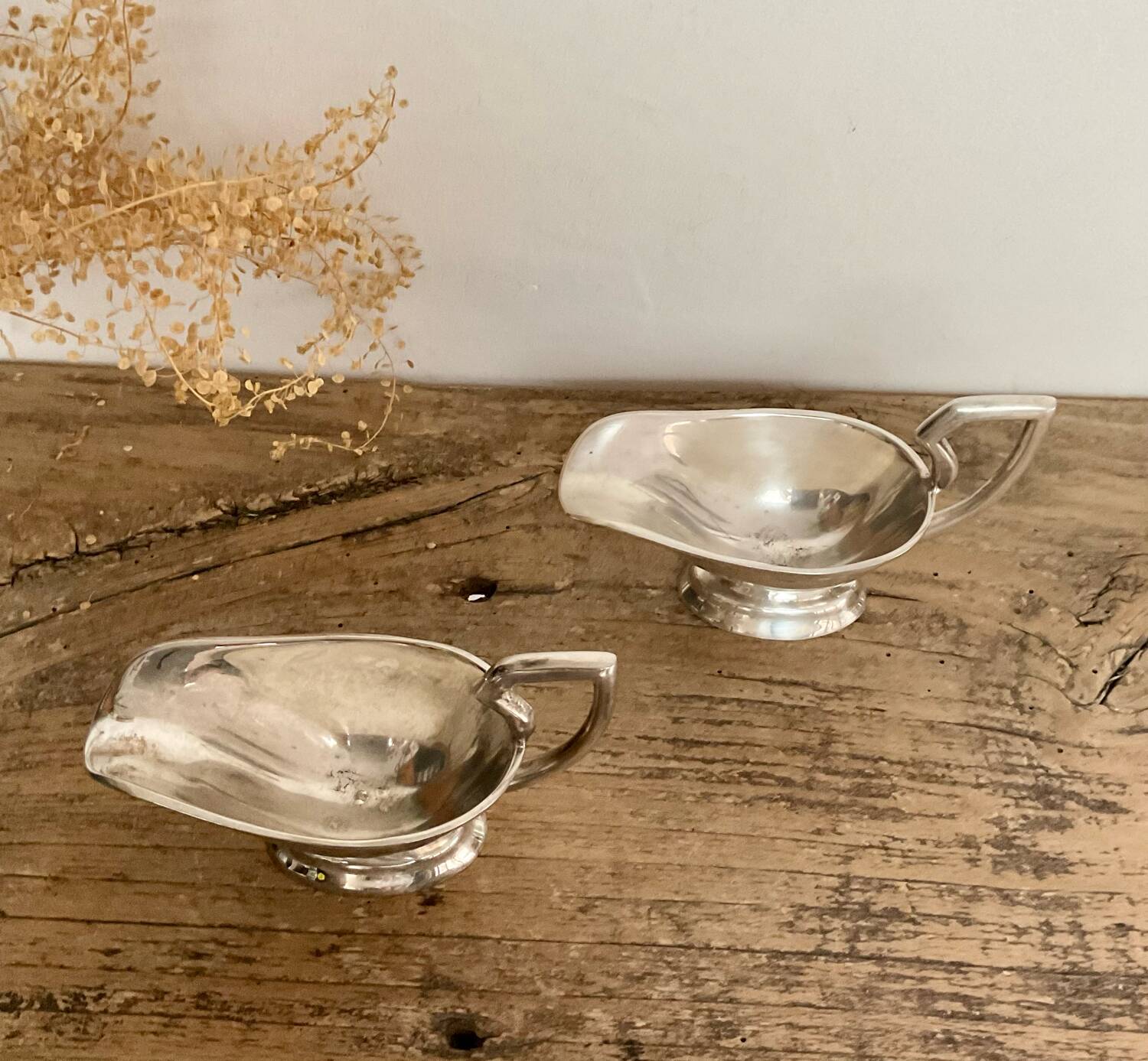 Duo de petites saucières metal argenté
