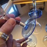 Set of 4 cut glass stemmed glasses from the 50s.