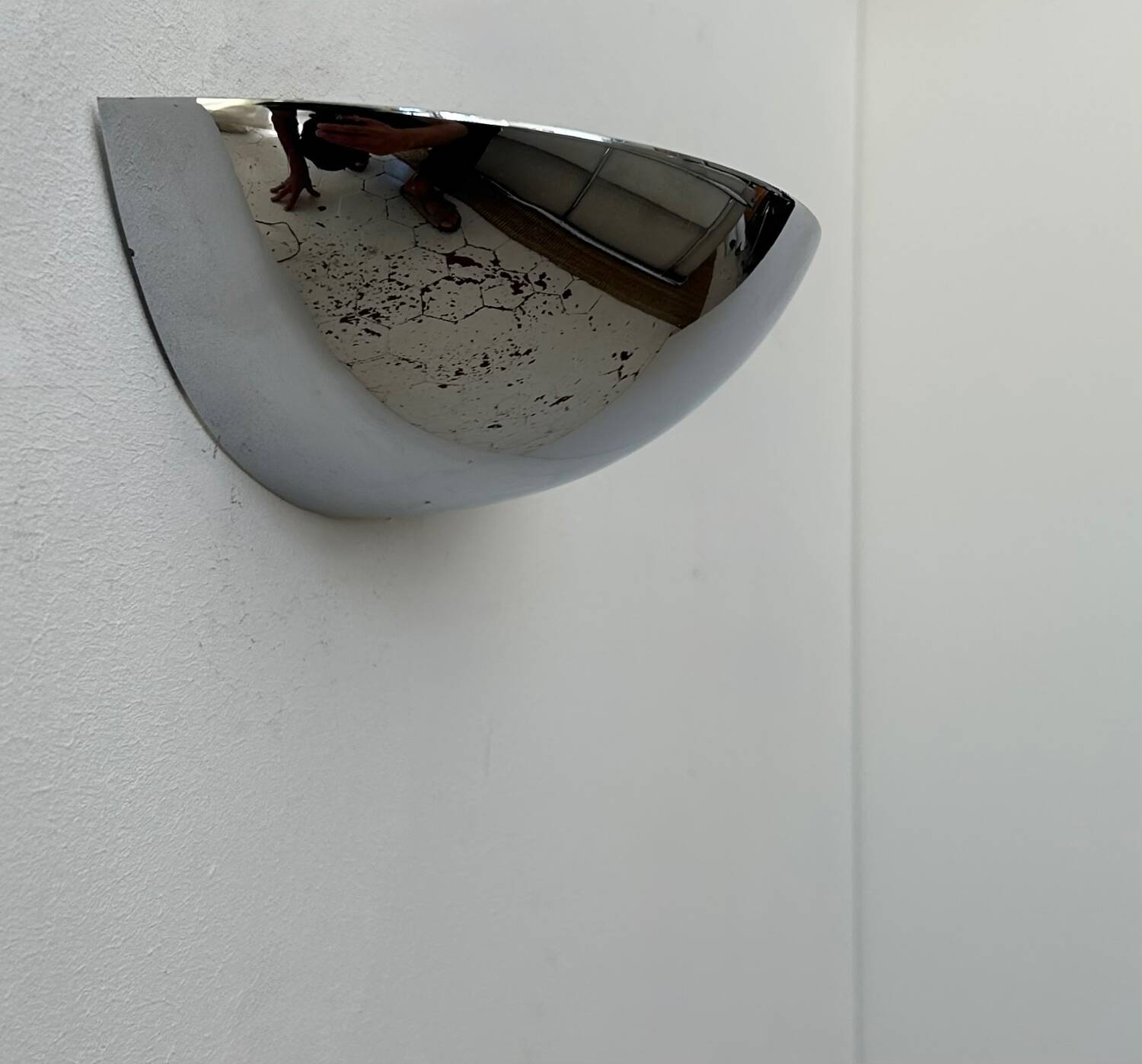 Vintage half-moon wall lamp, chrome-plated metal, France 1970