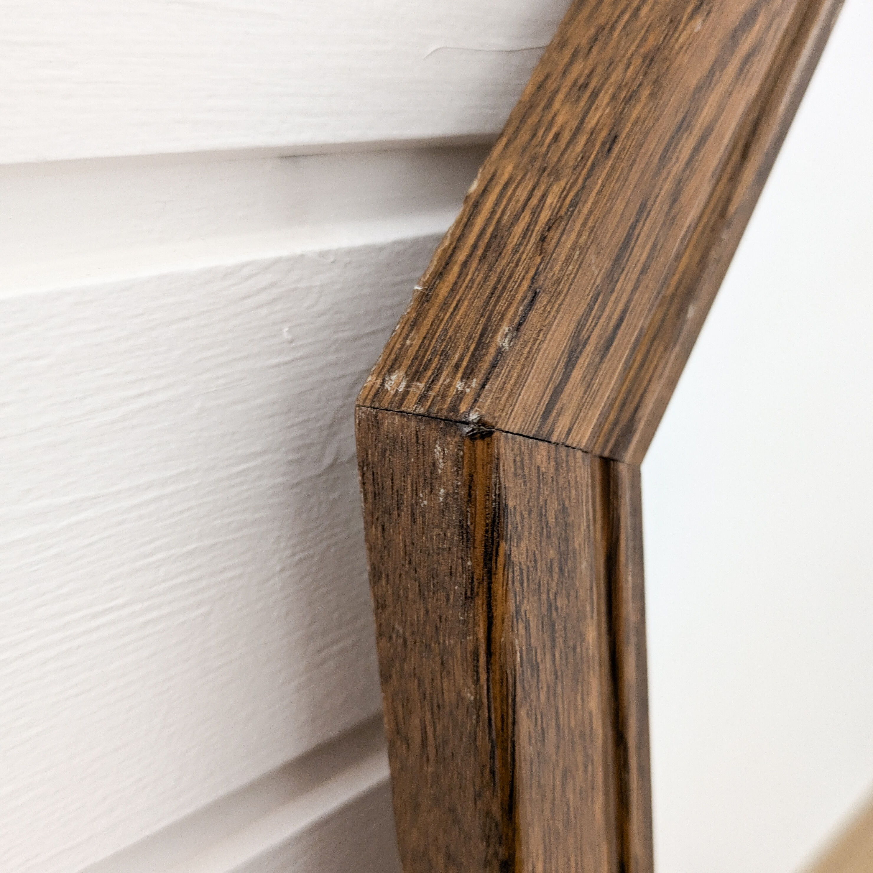 Miroir vintage octogonal en bois massif, style rustique ou entrée rétro