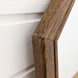 Miroir vintage octogonal en bois massif, style rustique ou entrée rétro