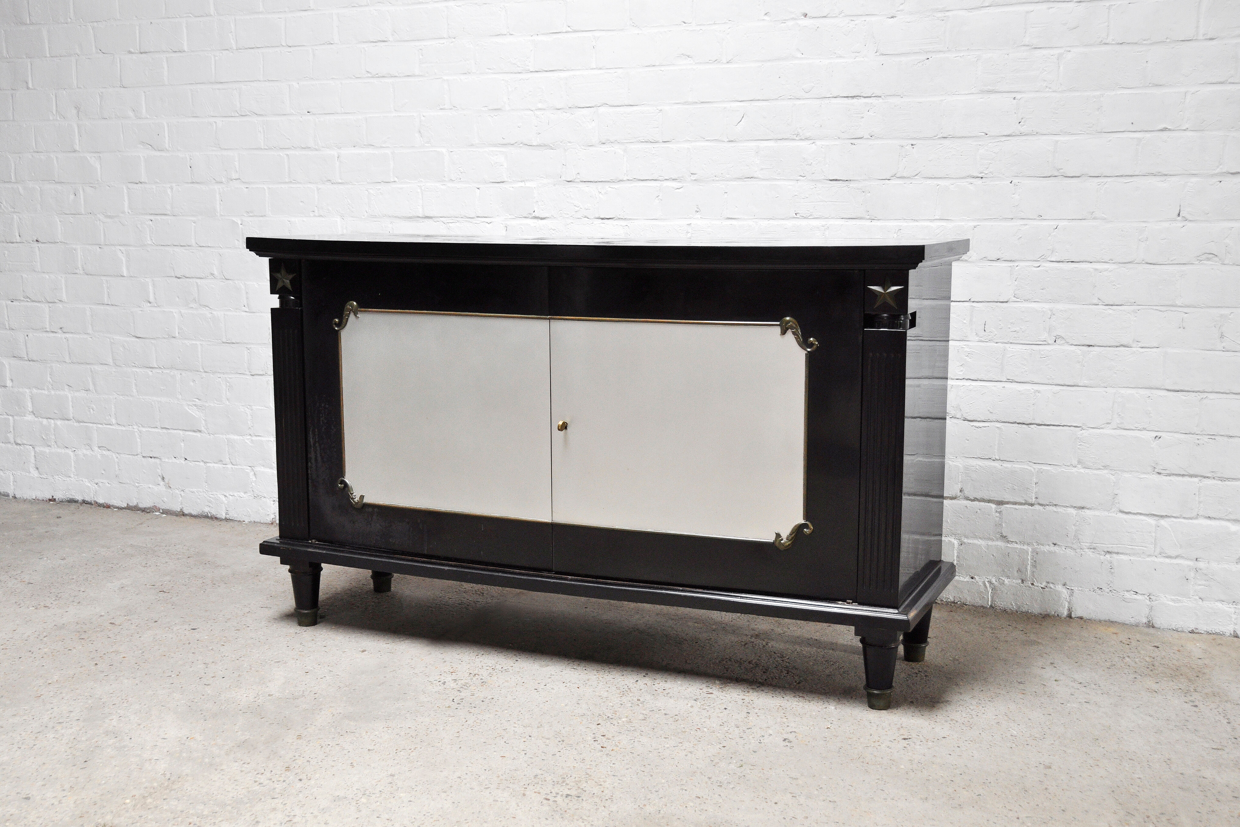 Art Deco Black Lacquer and Bronze Cabinet in the style of André Arbus, France, 1930s