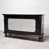 Art Deco Black Lacquer and Bronze Cabinet in the style of André Arbus, France, 1930s